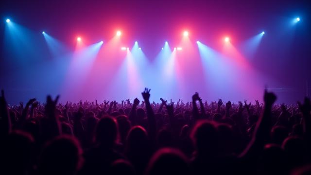 Stor publik som jublar framför en scen på Sweden Rock Festival